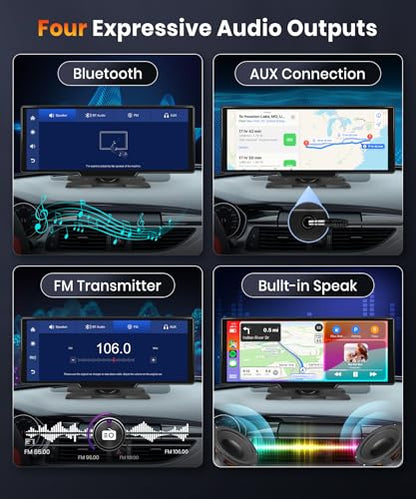 Podofo Pantalla Carplay inalámbrica de 10.26 pulgadas para c