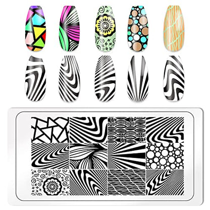 KAAGEE Juego de 5 placas de estampado de arte de uñas geomét