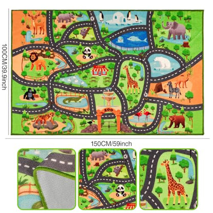 Alfombra de juegos para niños, 59 x 39.4 pulgadas, mapa de r