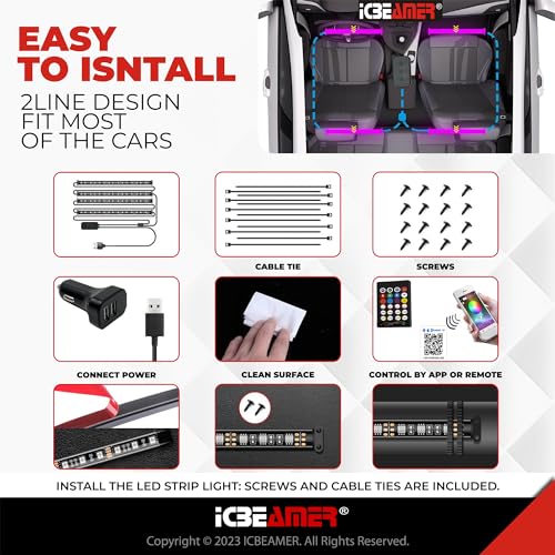 ICBEAMER COB Luces LED multicolor, musicales, se ajusta a to