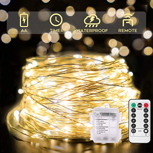 suddus - Tira de 100 luces LED para exteriores, 33 pies, gui