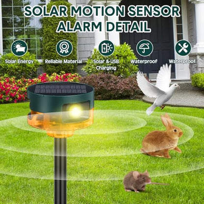 Qualirey Paquete de 2 sensores de movimiento solares para ex