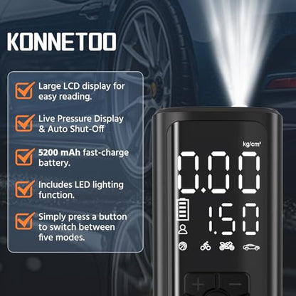 KONNETOO Inflator Portable Air Compressor - Air Pump for Car