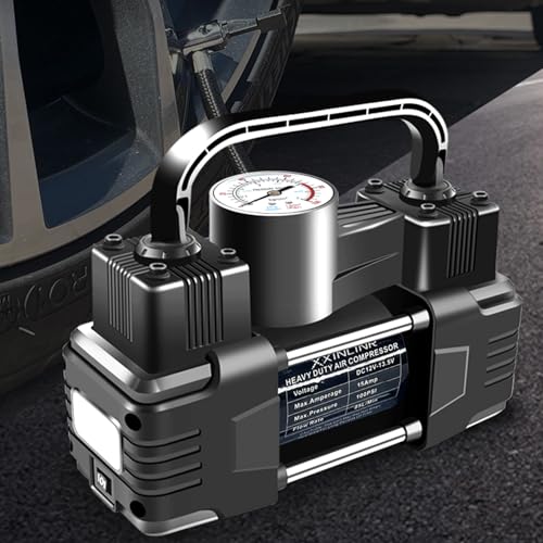 Inflador de neumáticos negro de doble cilindro resistente co