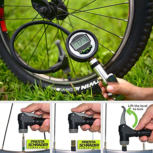 Medidor digital de inflado de neumáticos de bicicleta con ti