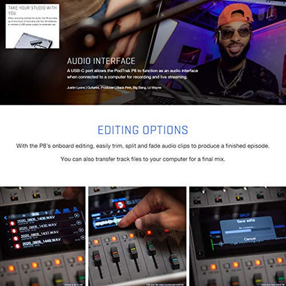 Zoom PodTrak P8 Grabadora de podcasts multipista + 2 micrófo