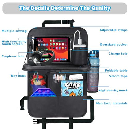 Car Back Seat Organizer, Storage Organizer with Foldable Tab
