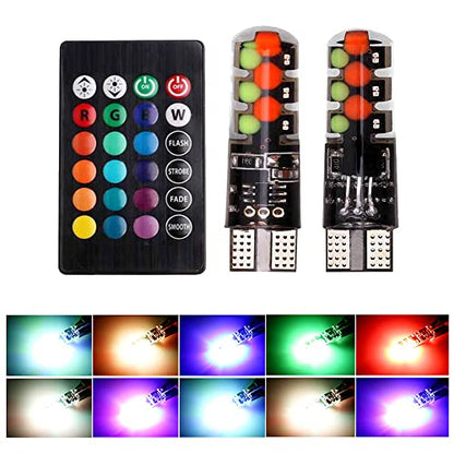 Bombilla LED T10 RGB con control remoto W5W 194 168 2825, lu