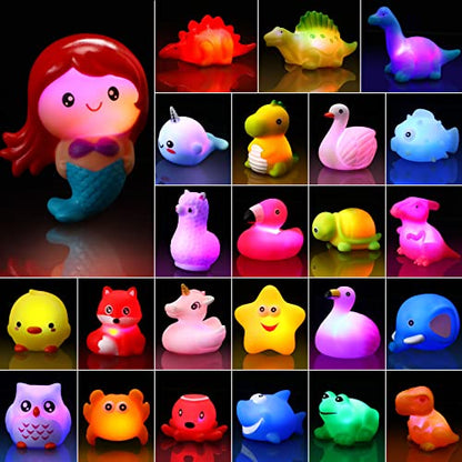 Paquete de 24 juguetes iluminados para el baño del bebé, juguetes flot