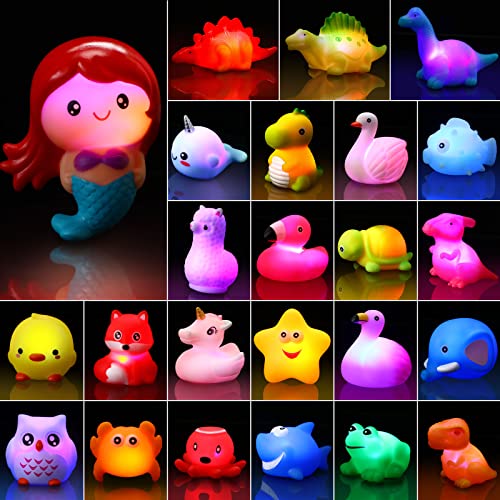 Paquete de 24 juguetes iluminados para el baño del bebé, juguetes flot