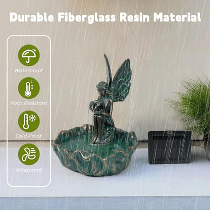 ZMG Angel Fairy - Fuente de agua solar de 14 pulgadas para e