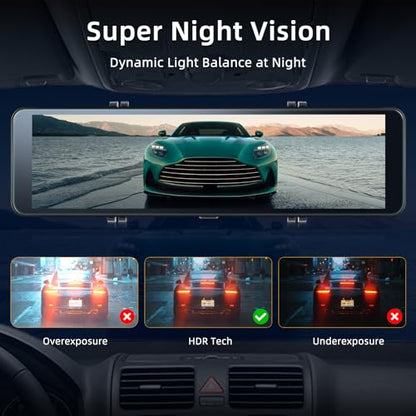 Cámara de espejo retrovisor con pantalla táctil IPS LCD de 1