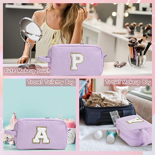 YOOLIFE Bolsa de maquillaje rosa con iniciales grandes y bon