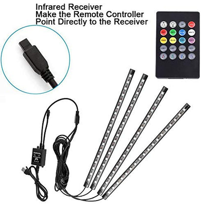 Tira de luz LED para automóvil, 4 unidades, multicolor, para