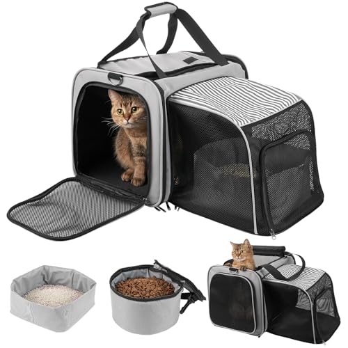 Transportador de gatos expandible de lados suaves con caja d