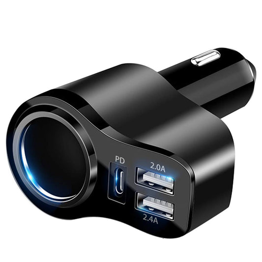 Cargador de coche USB C 4 en 1, adaptador de encendedor de c