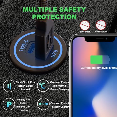 YM1218 USB tipo C 28W cargador rápido impermeable con tapa t