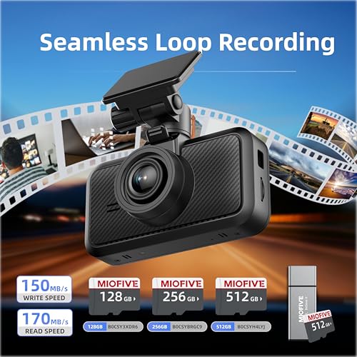 Miofive Cámara de auto con resolución 4K, WiFi, Bluetooth, c