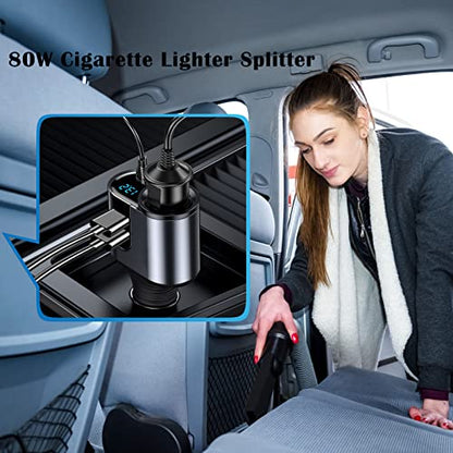 LIHAN Cargador de coche USB C, adaptador para encendedor de