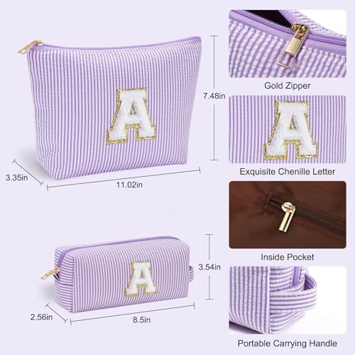 YOOLIFE Bolsa de maquillaje con inicial de 3 unidades, bolsa