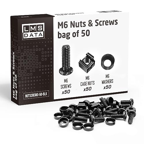 Paquete de 50 tuercas y tornillos enjaulados M6 negros para