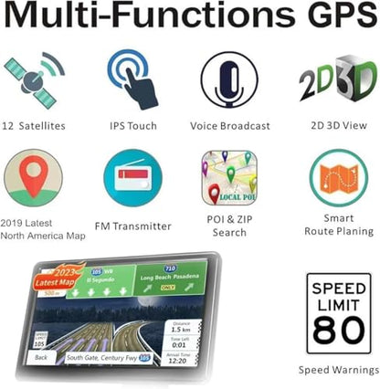 Navegador GPS para automóvil 2025, pantalla táctil de 7 pulg