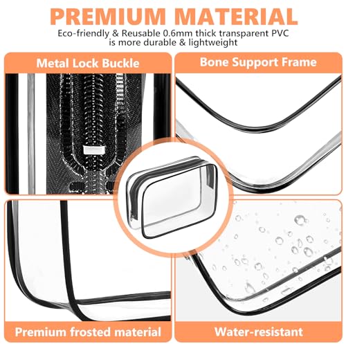 AURUZA Paquete de 4 bolsas de aseo transparentes, bolsas de