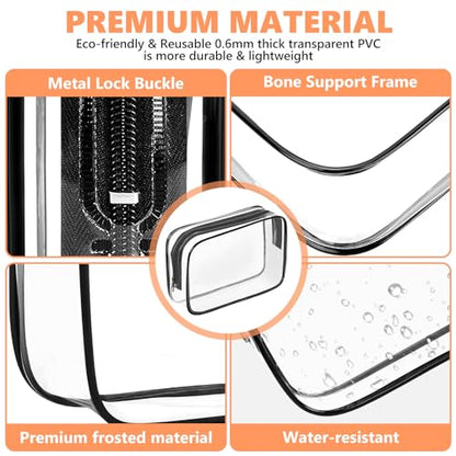 AURUZA Paquete de 4 bolsas de aseo transparentes, bolsas de