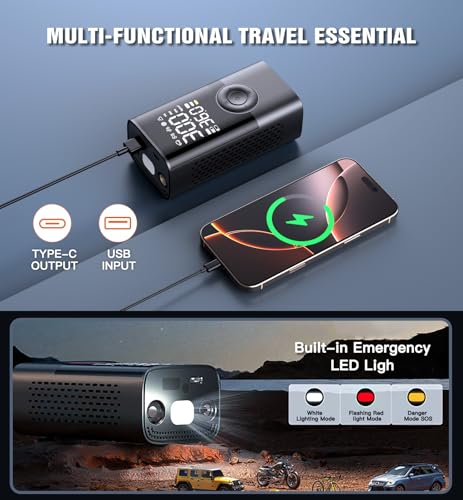 Inflador de neumáticos, compresor de aire portátil, inalámbr