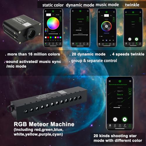 AZIMOM Juego de 550 piezas de luz de estrella de fibra óptic