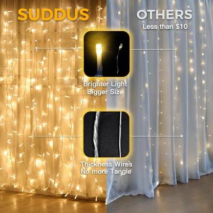 suddus Luces de cortina para dormitorio, 200 luces LED colga