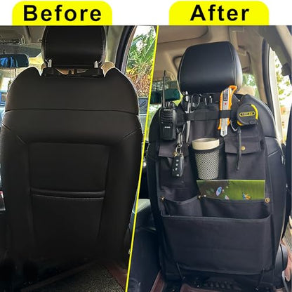 Organizador de respaldo de asiento de coche negro con múltip