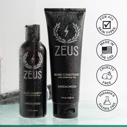 ZEUS Set de acondicionador para barba y lavado de barba con