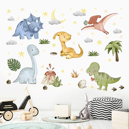Yovkky Calcomanías de pared de dinosaurio para bebé, diseño