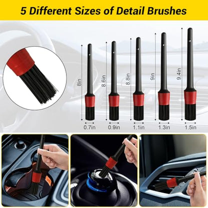 Kit de 37 piezas de detalles para automóvil, kit de limpieza