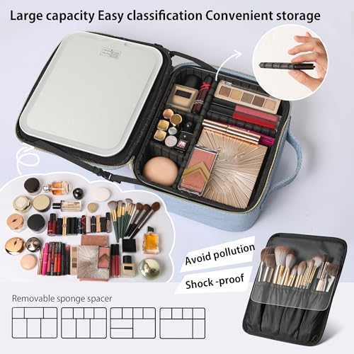 Portable Travel Makeup Bag with Mirror and Light - 3 Colors,