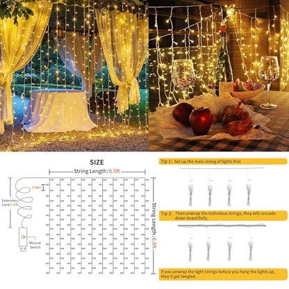 suddus Luces de cortina para dormitorio, 200 luces LED colga
