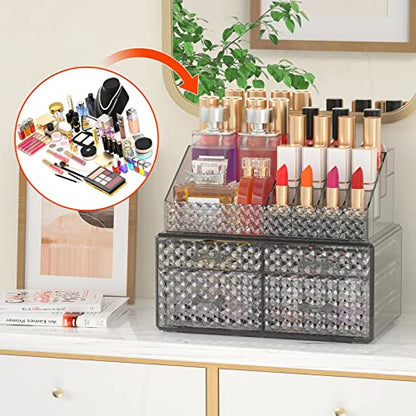 Paquete de 2 organizadores de maquillaje apilables con cajon