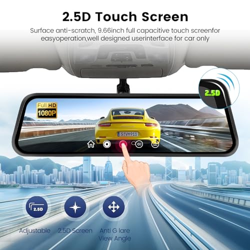 Cámara de espejo retrovisor IPS con pantalla táctil IPS de 9