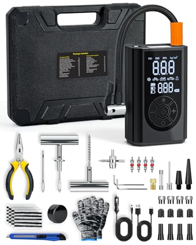 Kit de reparación de neumáticos con compresor de aire portát