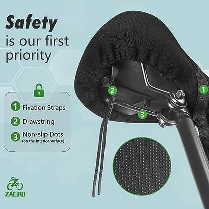 Zacro Cojín ancho para asiento de bicicleta, funda de asient