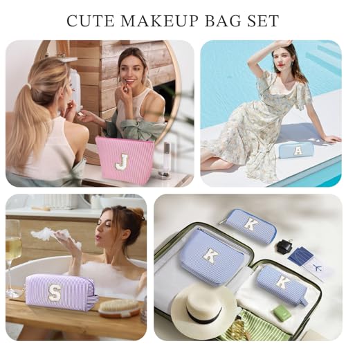 YOOLIFE Bolsa de maquillaje con inicial de 3 unidades, bolsa