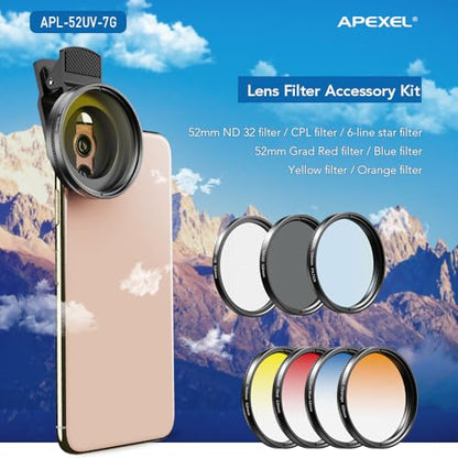 Apexel Kit de lentes de filtro de 2.047 in (lente de filtro