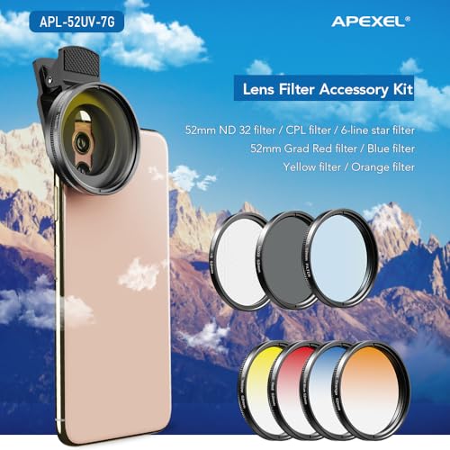 Apexel Kit de lentes de filtro de 2.047 in (lente de filtro