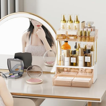 Organizador de baño de 2 niveles y 2 cajones, organizador de