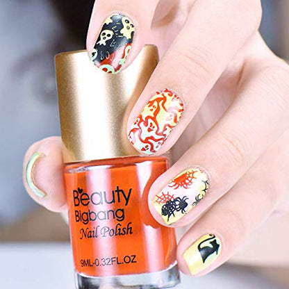 4 piezas de placas de estampado de arte de uñas de Halloween