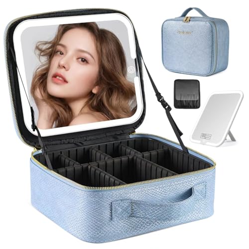 Portable Travel Makeup Bag with Mirror and Light - 3 Colors,