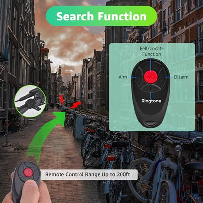 Alarma de bicicleta con control remoto, alarma de bicicleta