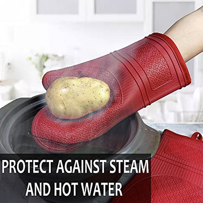 Yutat Guantes de horno de silicona, guantes de horno con sil