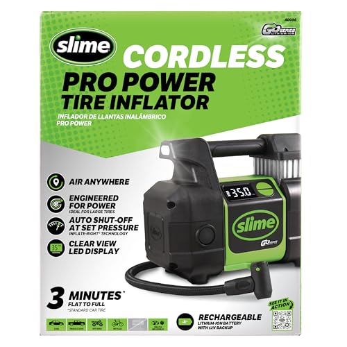 Slime Inflador de neumáticos 40086, inalámbrico, Pro Power,